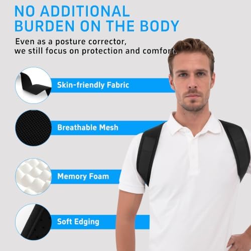 Posture Corrector for Women and Men, Adjustable Back Brace Support, Full Back Straightener for Rounded Shoulders and Hunchback Support, Upper Back Brace Shoulder Straightener with Breathable Mesh, Neck Shoulder and Upper Back Support (Black, XX-Large /... - Image 3