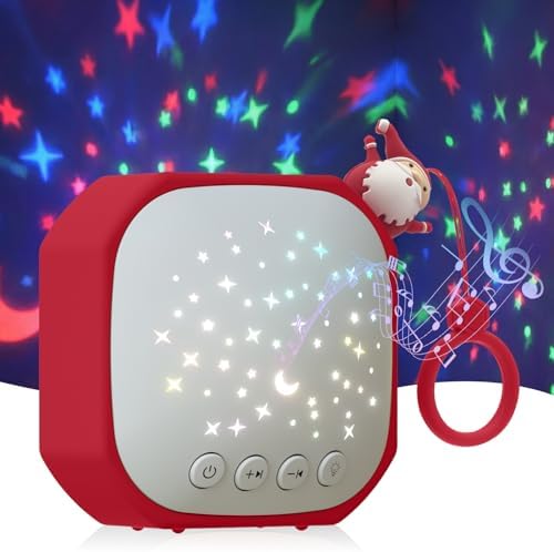 White Noise Sound Machine Baby with Star Projector | Portable Sound Music Soother for Kids & Infants | Perfect Baby Gifts for Christmas Themed Holiday Decor, Car, Travel (Santa Claus) by Junificent