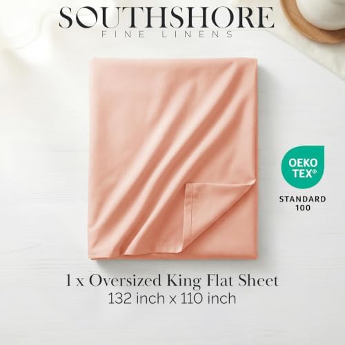 King Flat Sheet Only Oversized Top Sheet Extra Deep Mattress 132x110 Blush - Image 2