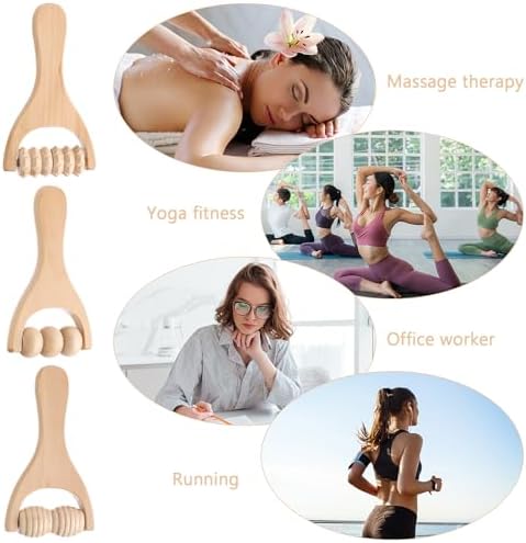 Abeillo 3Pcs Wooden Hand Massage Roller, Muscle Roller Stick, Manual Wood Therapy Massage Tools Massager Roller, for Relaxes Thigh, Leg, Hands Full Body Muscle Men Women - Image 4
