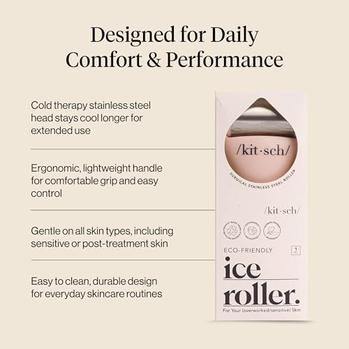 Kitsch Ice Roller for Face – Cooling Face Rollers for Women & Men - Pink - Image 3