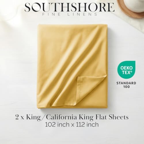 Full Flat Sheets Only 2 Pack Microfiber Oversized Soft Hotel Quality Gold - Image 2