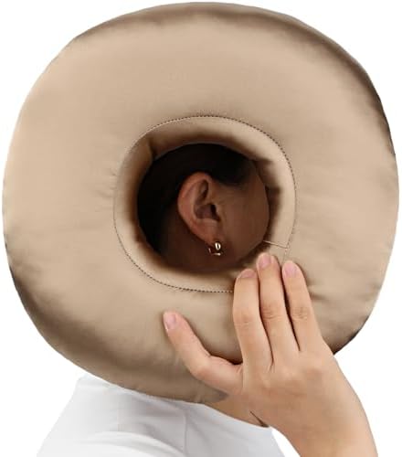 Silky Satin Piercing Pillow Ear Pillows Donut with Hole for Ear Pain CNH Piercing Pain Relief Sleeping Pressure Sore Side Sleepers Smooth Cooling Ear Guard Protector, Taupe by Heal+n+Hope
