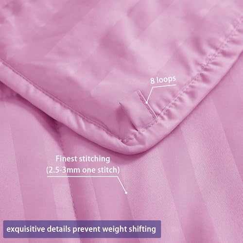 yescool Weighted Blanket for Adults (12 lbs, 60" x 80", Salmon Stripes) Heavy Blanket for Sleeping Perfect for 110-130 lbs, Queen Size Breathable Blanket with Premium Glass Bead, Machine Washable - Image 5