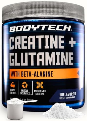 BodyTech Creatine + Glutamine Powder, Unflavored, 10.8 Oz, 30 Servings by BodyTech