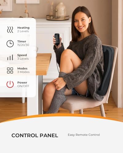 CooCoCo FSA Eligible Shiatsu Back Massager for Pain Relief Deep Tissue, HSA Approved Lower Back Massager with Heat, Rolling Up and Down Back Massage, 2X Larger Heating Area and Faster Heating(Corded) - Image 6