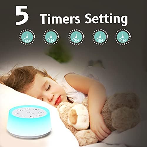 ColorsNoise White Noise Machine with 30 Sleep Music 5 Timers 12 Colors Baby Night Light with Memory Function Sound Machine for Sleep Nursery Home Travel(T-White) - Image 5
