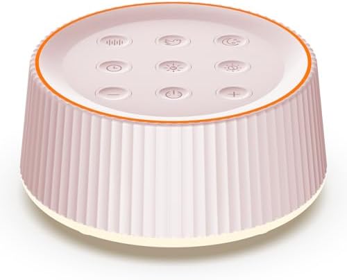 Noise Machine, White Noise Sound Machine for Baby & Adults, 26 Soothing Sounds, 8 Night Light Colors, Tap Control, 6 Timer Settings, Auto-Off & Memory, 4-7-8 Breathing (Pink, Standar) by Kipcush%C2%AE