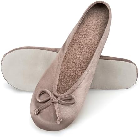 Isotoner Women's Satin Ballerina Slippers with Classic Ribbon Bow and Suede Sole - Image 4