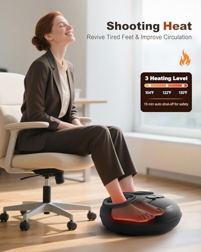 Beleduc Foot Massager with Heat and Compression, Deep Kneading Shiatsu Foot Massage for Plantar Fasciitis, Neuropathy & Circulation, 3 Intensities, Washable Covers, Fits Up to Men Size 14, Black - Image 4