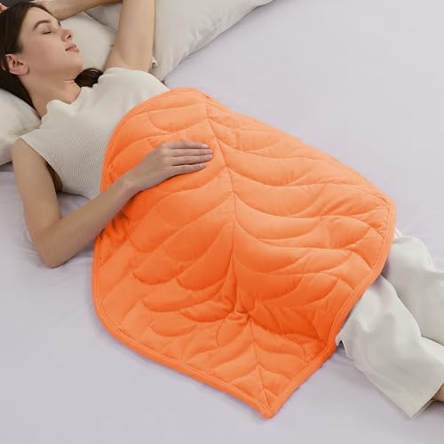 Kaisa Weighted Lap Blanket for Adults, 5 lbs 23"x29", Leaf Pattern, Orange by Kaisa