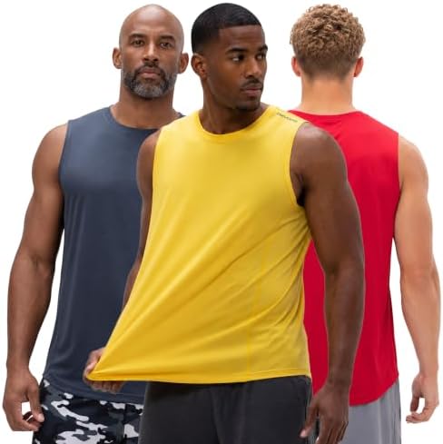 DEVOPS 3 Pack Sleeveless Men's Muscle Shirts Dry Fit Tank Top Gym by DEVOPS