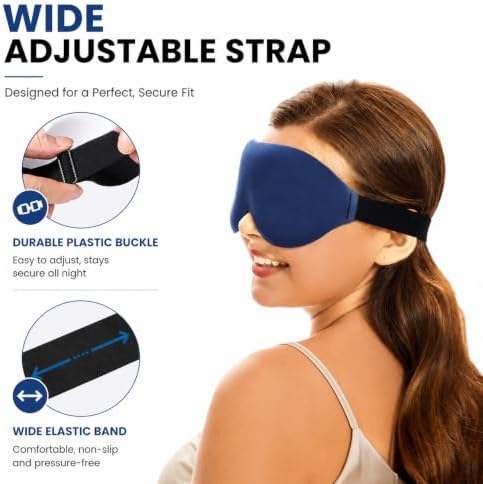ALASKA BEAR Memory Foam Sleep Mask, Contoured Eye Cups for Women Men, Blue - Image 5