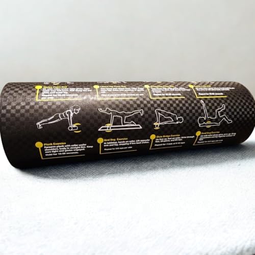 Foam Roller with Printed Exercises, 17.7'' x 6'' Lightweight EPE/PE by Pain-FreeFitness