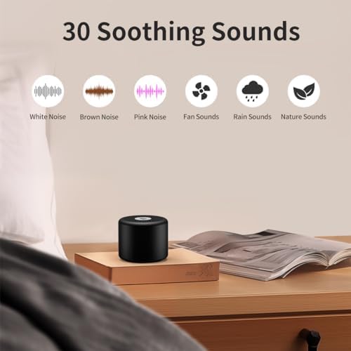 Mini Portable Sound White Noise Machine Baby Patter for Sleep with 30 Soothing Sounds for Baby Kids Adults 32 Volume Levels Sleep Soother Auto-Off Timer for Travel Home Office Privacy - Image 2