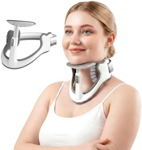 Posture Corrector for Neck & Cervical Spine Alignment - 360° Adjustable Neck Collar with 28 Levels, Memory Foam Support for Pain Relief, Tech Neck, Hump & Forward Head Posture (White, X-Large) by Home