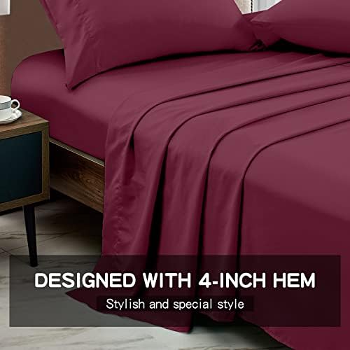 FreshCulture Twin XL Flat Sheet - Hotel Quality Twin XL Flat Sheet Only - Brushed Microfiber Top Sheet - Ultra Soft & Breathable - Wrinkle-Free - Easy Care - Single Flat Sheet (Twin XL, Burgundy) - Image 2