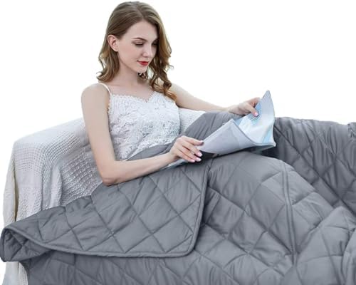 ZZZhen Weighted Blanket - High Breathability - 48''72'' 15LB - Premium Heavy Blankets - Calm Sleeping for Adult and Kids, Durable Quilts Grey, 48''72'' - 15LB by ZZZhen