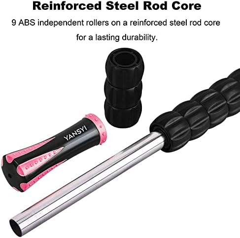 YANSYI Professional 9-Roller Deep Tissue Massage Stick - Portable Muscle Recovery Roller for Athletes, Relieves Post-Workout Soreness & Leg/Back Pain - Portable Physio Tool (Pink) - Image 5