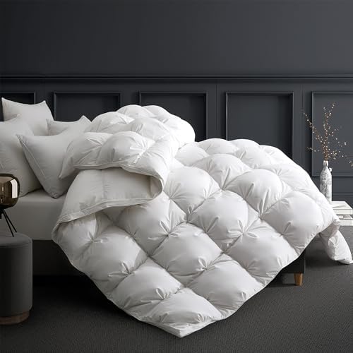 UNIKOME King Size Goose Feather Down Fiber Comforter Duvet Insert, White by UNIKOME