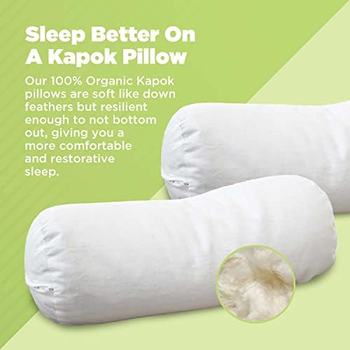 Bean Products Natural Organic Cotton Kapok Neck Roll Pillow 6" Dia x 16" - Image 2