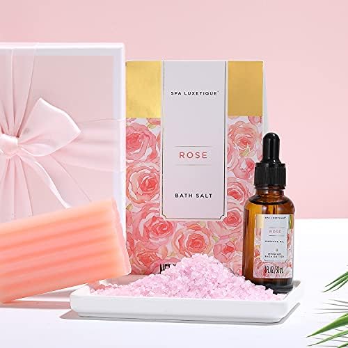 Spa Luxetique Spa Gift Baskets for Women, 12 Pcs Rose Presents Set with Bubble Bath, Bath Bombs, Body Lotion, Hand Cream, Christmas Gift Basket for Mom - Image 4