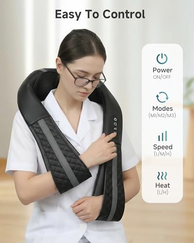 Cordless Neck Massager With Heat, Deep Tissue Shoulder & Back Massager - Image 7