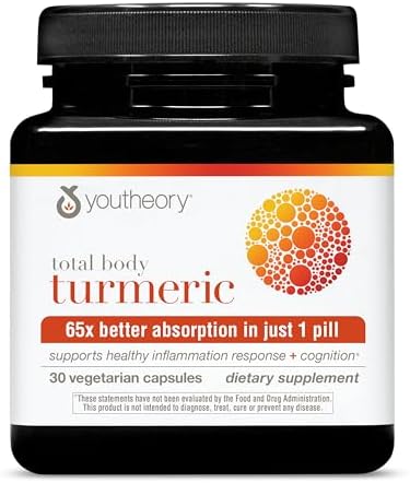 Youtheory Total Body Turmeric, 30 Vegetarian Capsules, 30-Day Supply by youtheory