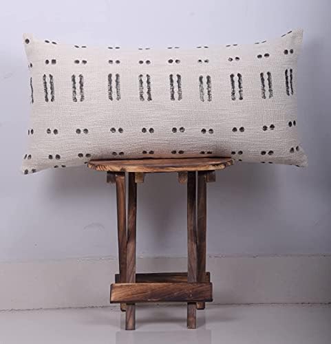 Trade Star Decorative Cotton Lumbar Pillow Cover Mudcloth Throw Pillow Cover Large Pillow for Living Room Handwoven Modern Boho Couch Bedroom Sofa Fall Decor Case (Ivory Blossom 12X24 INCH) - Image 3