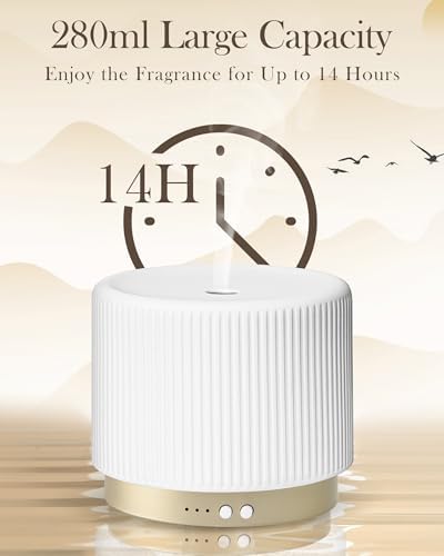 Essential Oil Diffuser - 280ml Ceramic Diffuser for Large Room & Commercial Use, 2.4MHz Aromatherapy Diffuser with Cool Mist Humidifier & Night Light, Ideal for Bedroom, Office, Yoga, Spa, Gifts - Image 4