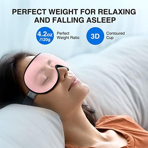 YFONG Weighted Sleep Mask for Women Men, 3D Light Blocking Eye Mask, Pink - Image 2