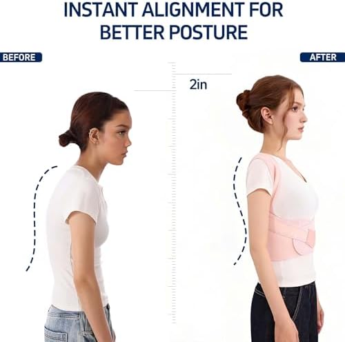 Posture Corrector for Women and Men Back Brace Shoulder Straightener Hunchback Adjustable Support Upper Comfy Correction Upgraded Lightweight Hump Pain Relief Scoliosis Lumbar Spine Pink Medium - Image 5