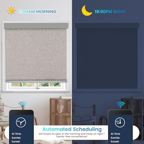 Motorized 100% Blackout Roller Shades – Custom Smart Blinds with Remote Control, Rechargeable Battery or Plug-in Motor, Tuya WiFi Optional, Home & Office Automatic Window Shades (Coffee Brown/CH9566) - Image 6