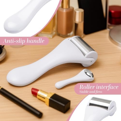 Tondiamo 2 Pcs Muscle Roller Portable Small Silicone Massager Roller Deep Tissue Muscle Massage Stick Cellulite Remover Scar Tissue Massager for Relief Face Neck Arm Back Leg(White,Metal) - Image 4