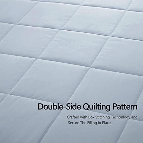 COMFLIVE Twin Down Alternative Blanket - Lightweight Satin Trim, Blue - Image 4
