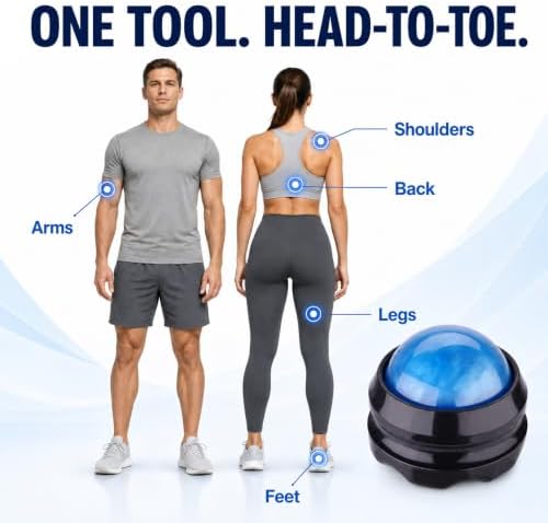 Manual Massage Ball Roller for Essential Oils & Lotion - Blue Handheld Deep Tissue Massager for Back, Neck & Foot Relief - Image 4