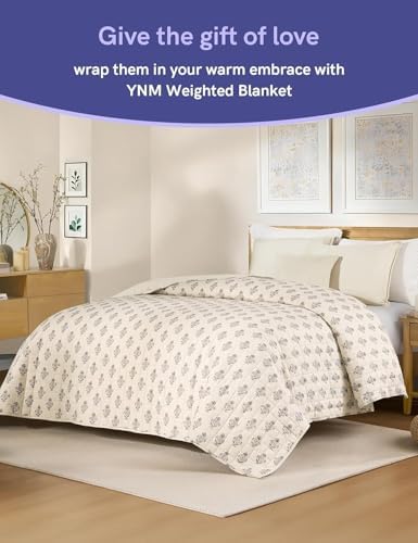 YnM 15lbs Weighted Blanket for Adults, Linen Heavy Bed Throw Blanket with Cooling Glass Beads for All Season Use, Ideal for ~110lbs (48x72 Inches, Twin/Full, Damask) - Image 4