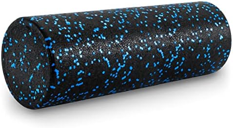 ProsourceFit High Density Foam Rollers 18 - inches long, Firm Full Body Athletic Massage Tool for Back Stretching, Yoga, Pilates, Post Workout Muscle Recuperation, Black/Blue by PROSOURCE