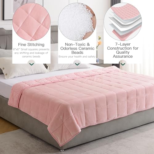 Lofus 15 lbs Weighted Blanket for Adults Twin Size 48" x 72", Pink - Image 4