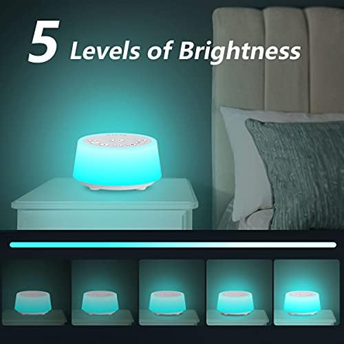 Color Noise Sound Machines with 10 Colors Night Light 25 Soothing Sounds and Sleep White Noise Machine 32 Volume Levels 5 Timers Adjustable Brightness Memory Function for Adults Kids Baby - Image 5