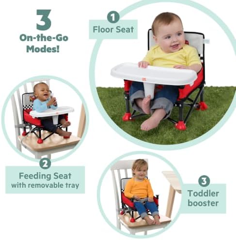 Disney Pixar Cars Pop 'N Sit Portable Booster by Bright Starts, Indoor/Outdoor Use, Floor Seat with Feeding Tray, Red, Unisex, 6 Months - 3 Yrs - Image 2