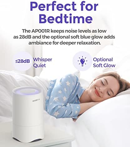 Rosekm Small Air Purifier for Home Bedroom, Personal Desk Mini Air Purifier, Room Hepa Air Purifier Fresheners Cleaner for Dorm, Pets, Smoke, Desktop, Office (White) - Image 4