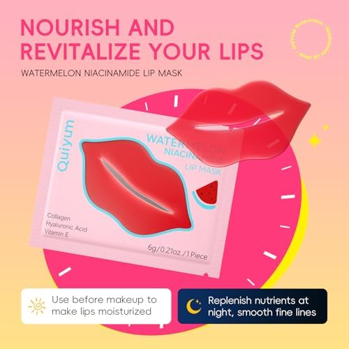QUIYUM Watermelon Niacinamide Lip & Eye Mask Set, Facial Skincare(12 Packs) - Image 6