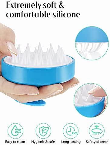 HEETA Scalp Massager with Soft Silicone Bristles for Hair Growth, Dandruff Removal and Exfoliation - Sky Blue Shampoo Brush - Image 3