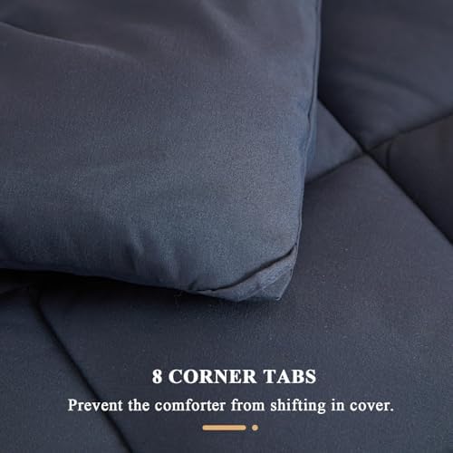 MIOTO 128x120 Oversized King Comforter, Extra Large King Size Comforter Oversized, All Season Soft Lightweight Quilt Down Alternative Duvet Insert with 8 Corner Tabs, Grey - Image 4