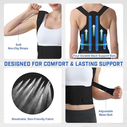 Posture Corrector for Women & Men, Adjustable Back Brace Shoulder Straightener, Full Back Support for Upper & Lower Back Pain, Hunchback, Scoliosis Relief (Black, Small) - Image 4