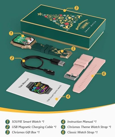 Smart Watches Christmas for Women 2.04"HD Screen Fitness Tracker Watches, Heart Rate Sleep Blood Oxygen Monitor, IP68 Waterproof, 136+ Sports, Answer/Make Call Smartwatch for Android IOS, Gold - Image 4