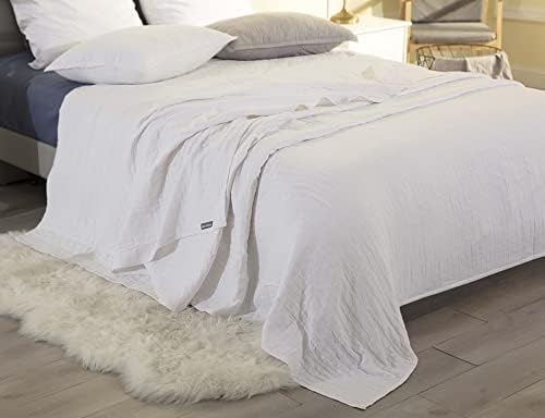 Sterling Creek Dawson Star Muslin Cotton Blanket Three Layers Lightweight Breathable Gauzy Blanket for Adults, All Season (King, White) - Image 2