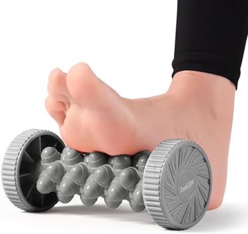Portable Foot Massager Roller - Deep Tissue Muscle Massage for Plantar Fasciitis Relief, Heel & Arch Pain - Reflexology Therapy Tool for Men & Women (Dark Gray) by Unknown