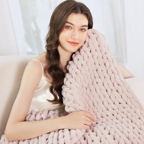 Chunky Knit Blanket Throw for Couch, 51"x63" Chunky Yarn Knitted Blankets - Image 5